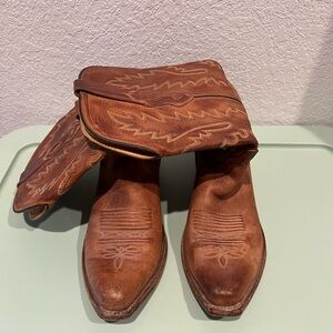 Old West Tan Leather Western Boots